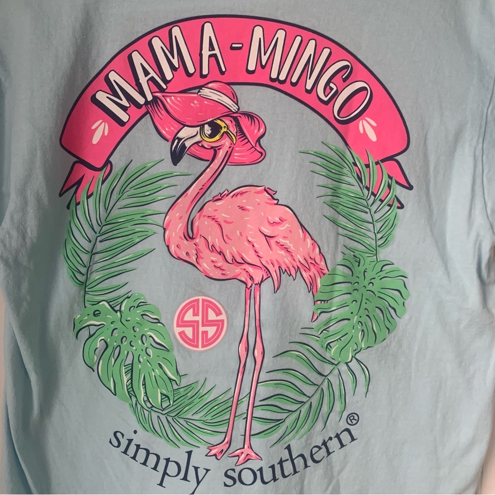 Simply Southern (M) Palm Tree Logo Tee - Light Baby Blue